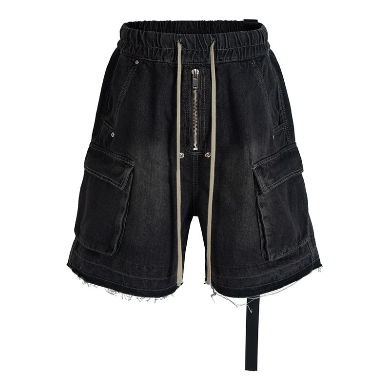 Mid Rise Washed Cargo Jorts