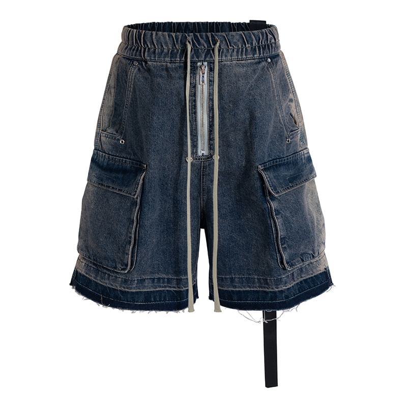 Mid Rise Washed Cargo Jorts