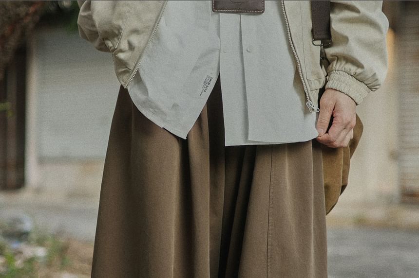 Mid Rise Plain Barrel Leg Baggy Pants