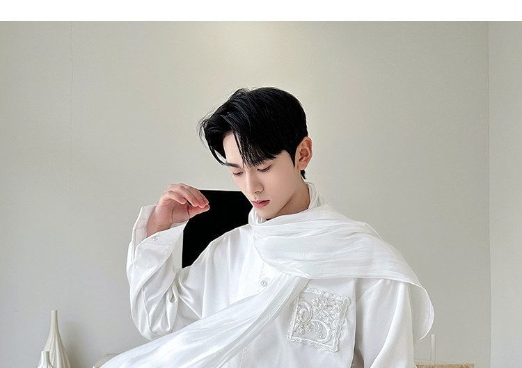 Long-Sleeve Satin Plain Shirt