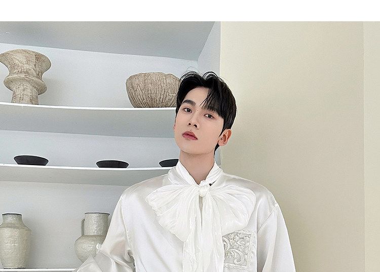 Long-Sleeve Satin Plain Shirt