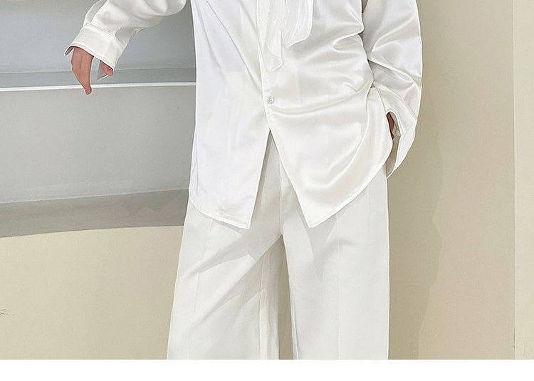 Long-Sleeve Satin Plain Shirt