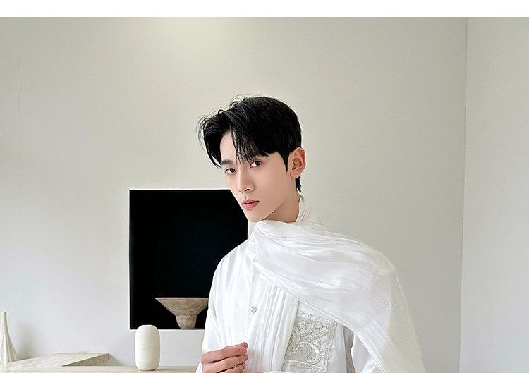 Long-Sleeve Satin Plain Shirt