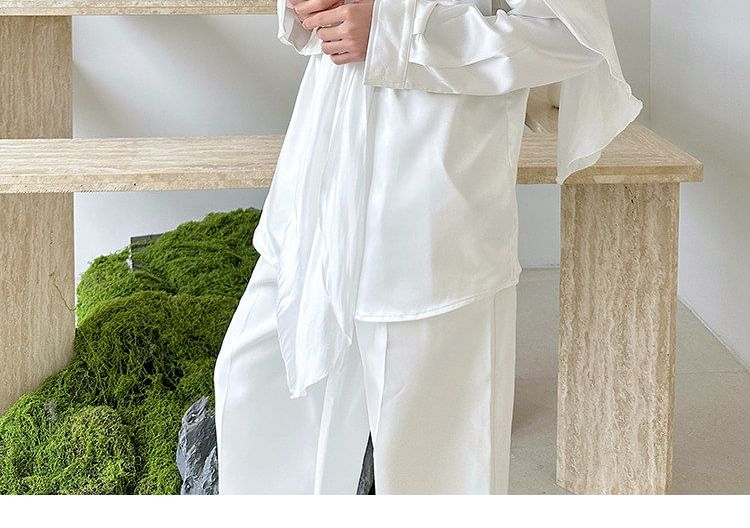 Long-Sleeve Satin Plain Shirt