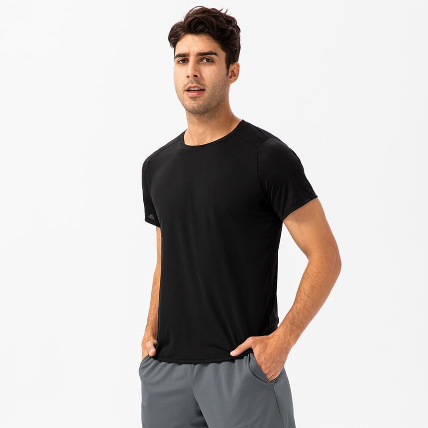 Short-Sleeve Crewneck Plain Sports Top