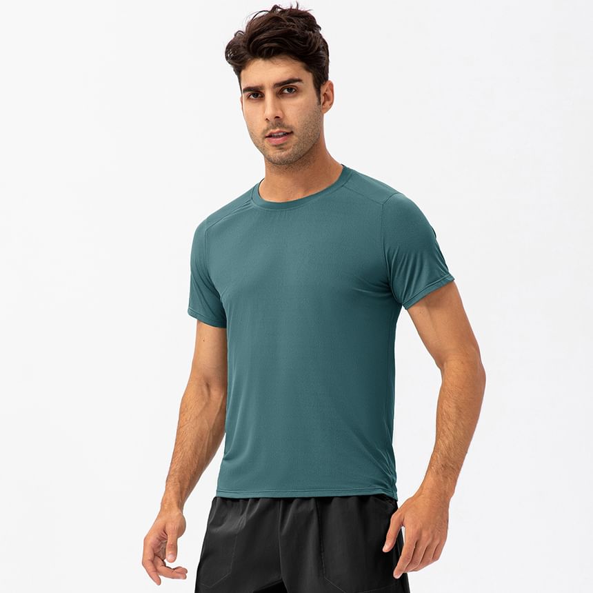 Short-Sleeve Crewneck Plain Sports Top