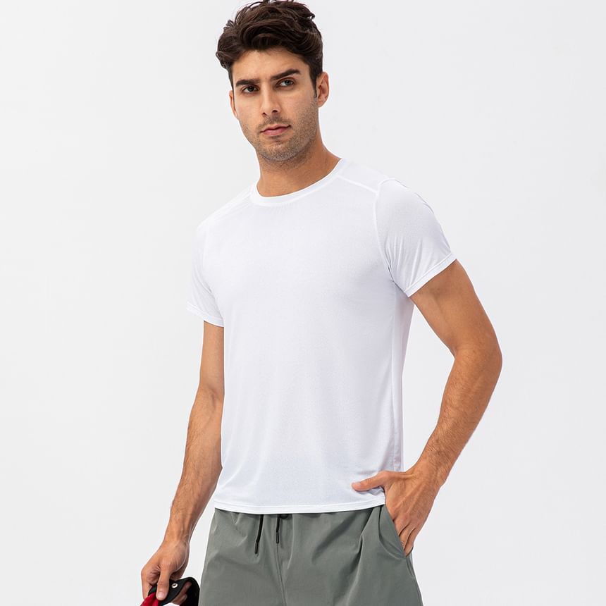 Short-Sleeve Crewneck Plain Sports Top