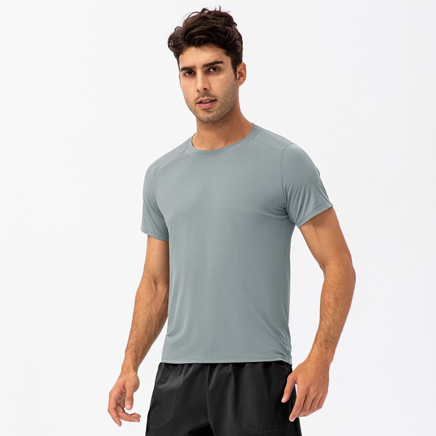 Short-Sleeve Crewneck Plain Sports Top