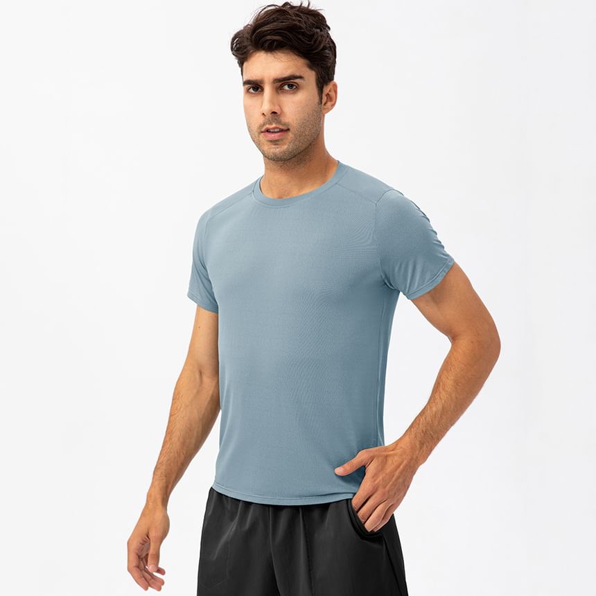 Short-Sleeve Crewneck Plain Sports Top