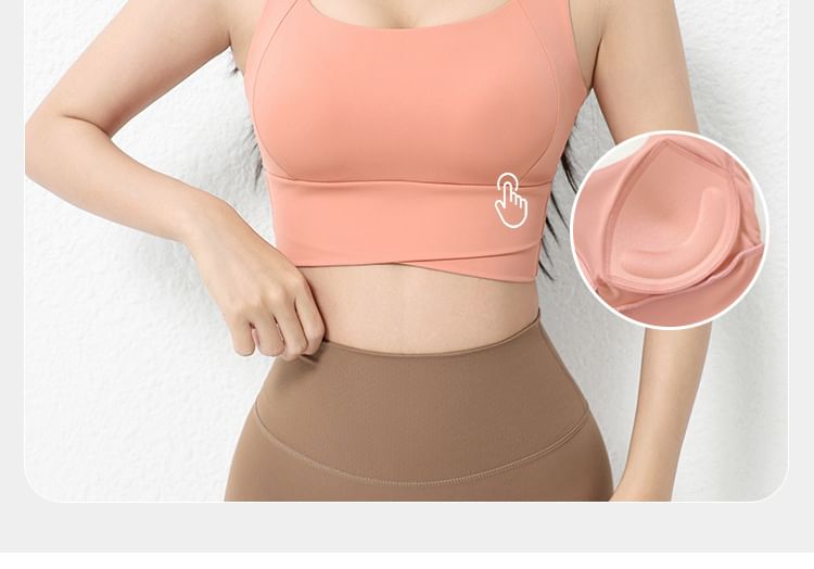 Square Neck Plain Crop Sports Bra Top