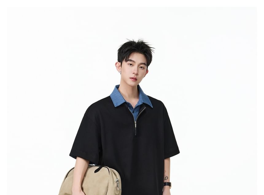 Scuba Oversized Mock Two-Piece Polo Shirt