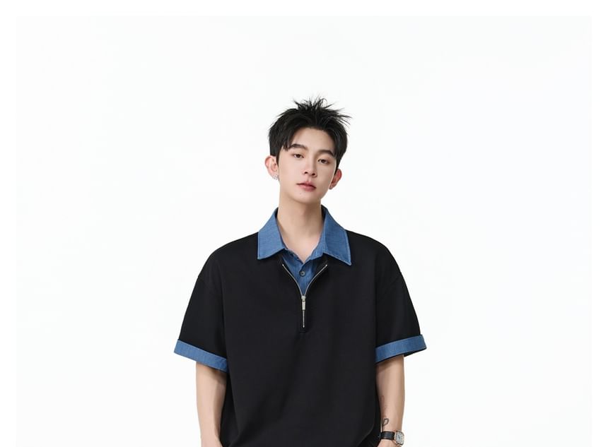 Scuba Oversized Mock Two-Piece Polo Shirt