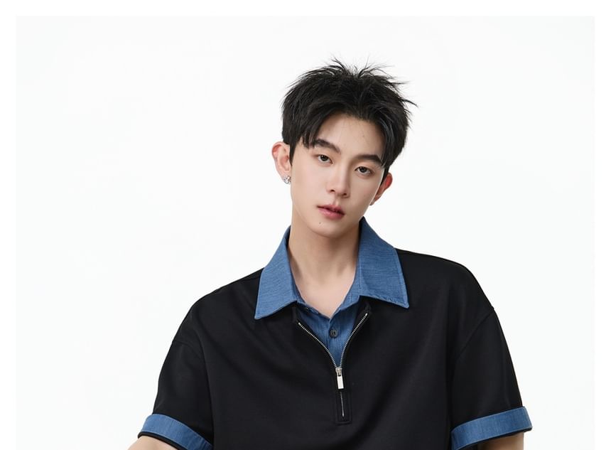 Scuba Oversized Mock Two-Piece Polo Shirt