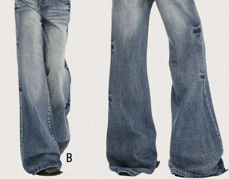 Low Rise Washed Flared Jeans