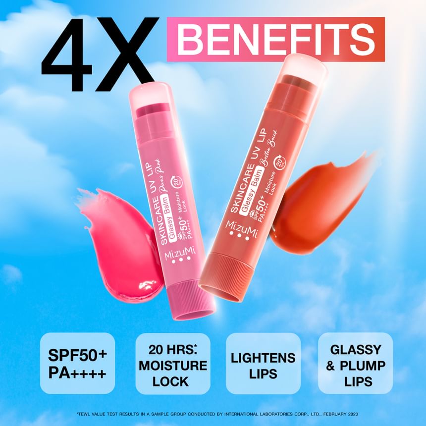 Skincare UV Lip Glassy Balm SPF 50+ PA++++ 2pcs Bundle Set