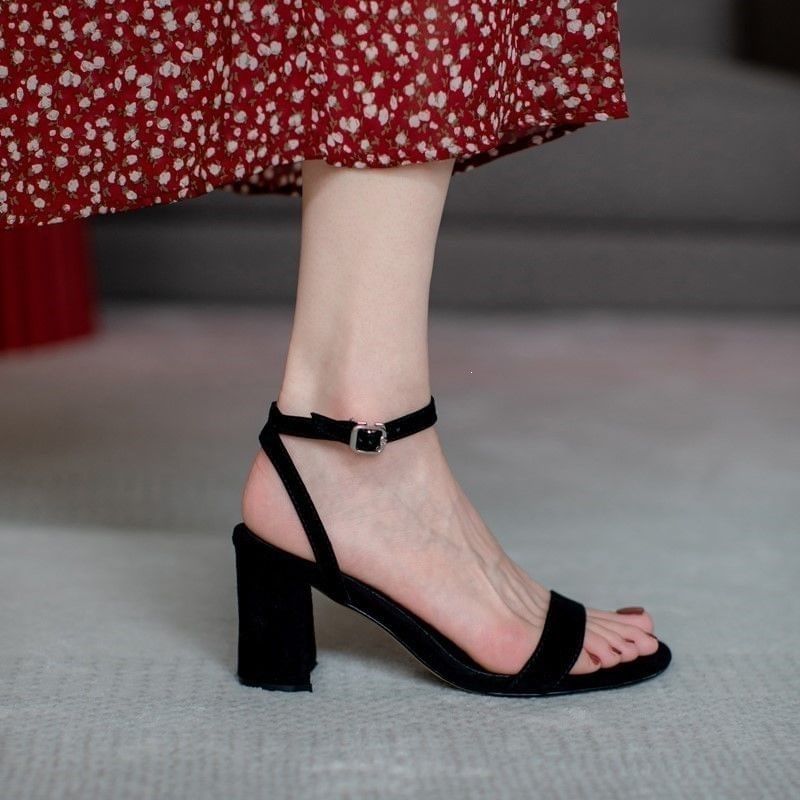 Ankle Strap Block Heel Sandals (Various Designs)
