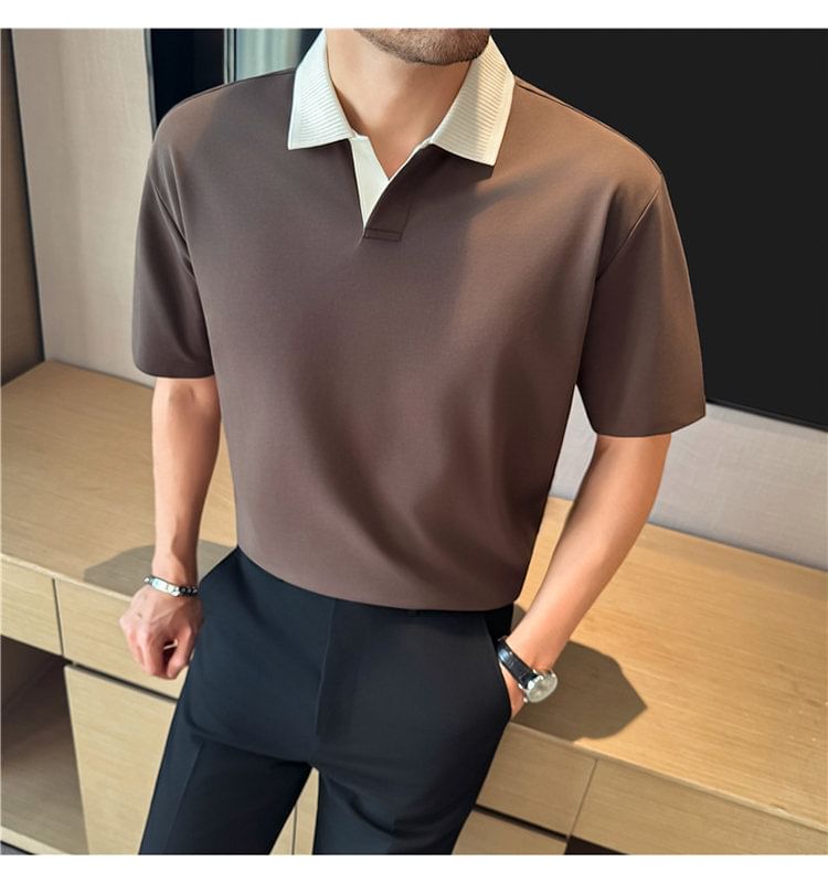 Short-Sleeve Two Tone Polo Shirt