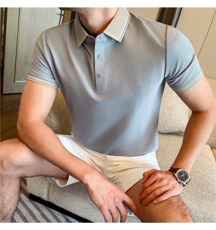 Short-Sleeve Contrast Trim Polo Shirt
