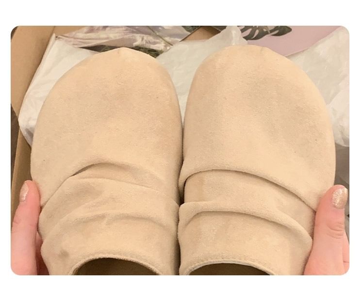 Platform Ruched Faux Suede Mules