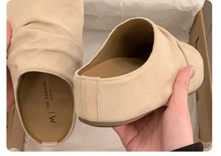 Platform Ruched Faux Suede Mules