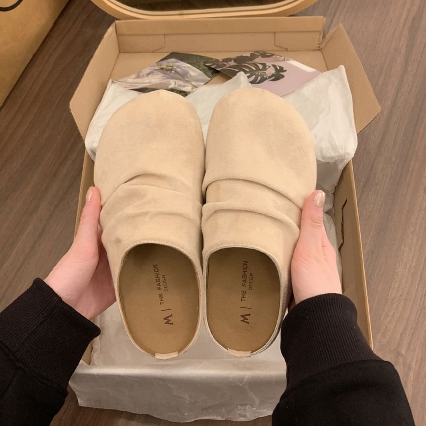 Platform Ruched Faux Suede Mules