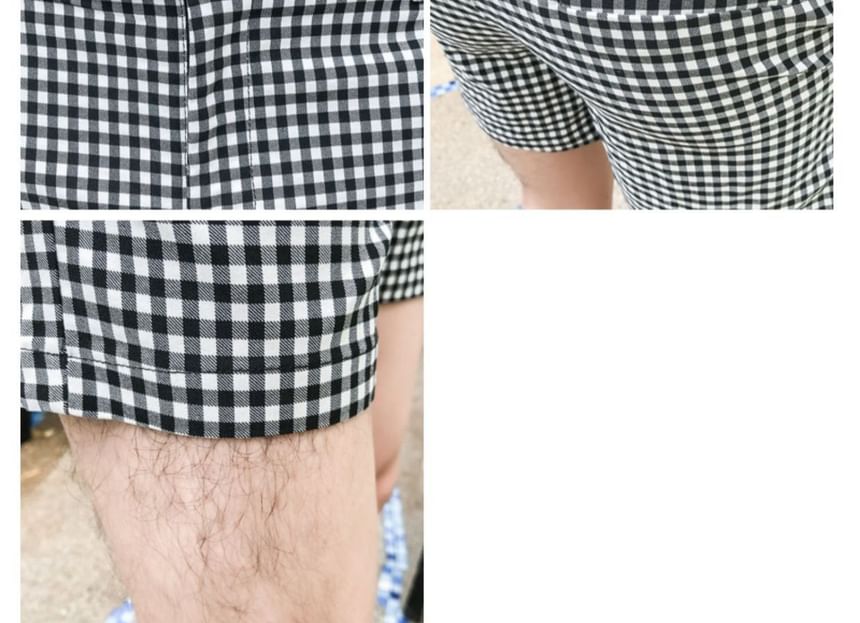 Mid Rise Plaid Swim Shorts