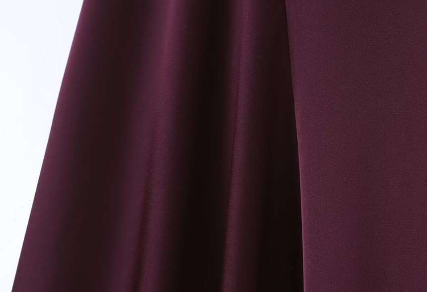 Sweetheart Neck Spaghetti Strap Plain Satin Maxi Dress