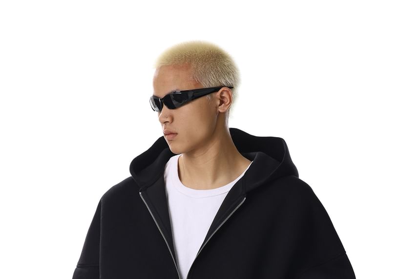 Plain Boxy Zip-Up Hoodie