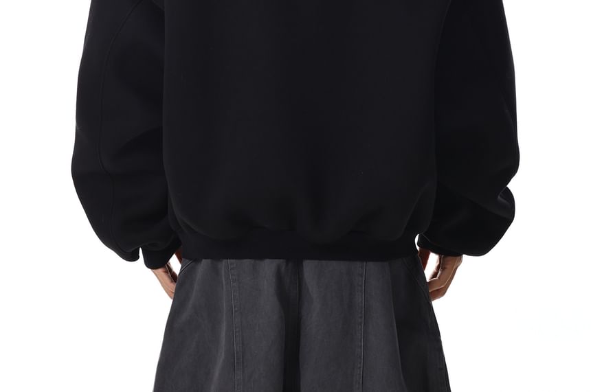 Plain Boxy Zip-Up Hoodie