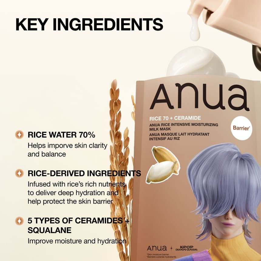 Bundle: Rice Intensive Moisturizing Milk Mask Set Kpop Demon Hunters Collaboration