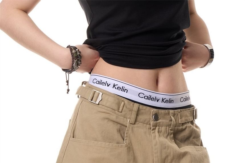 Mid Rise Plain Capri Wide Leg Cargo Pants