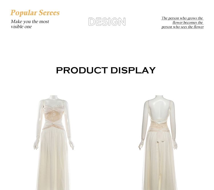 Sleeveless V-Neck Lace Maxi A-Line Dress