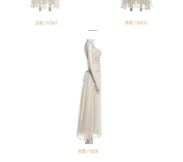 Sleeveless V-Neck Lace Maxi A-Line Dress