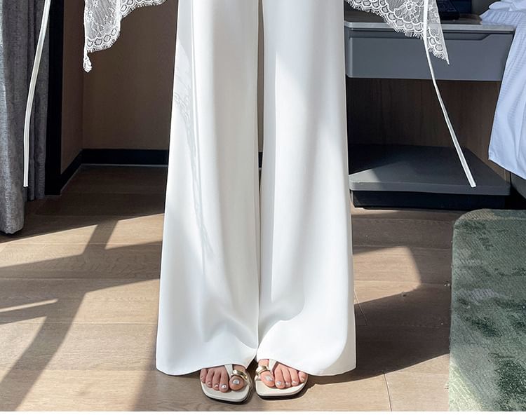 High Waist Plain Lace Skirt Overlay Wide Leg Pants