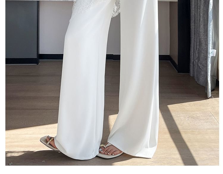 High Waist Plain Lace Skirt Overlay Wide Leg Pants