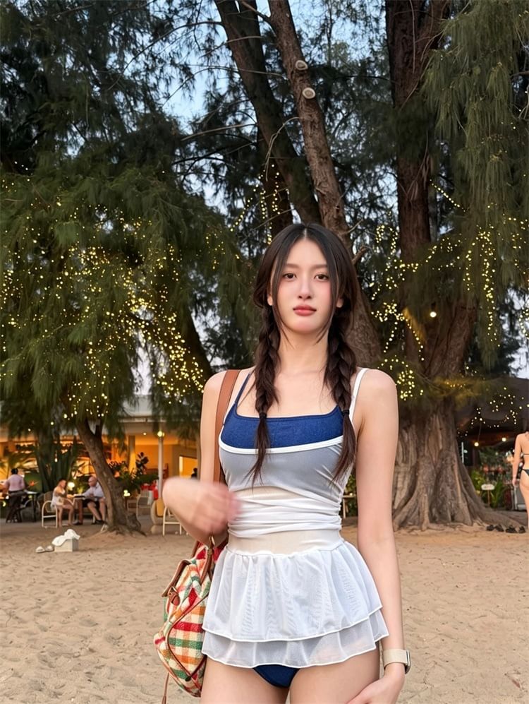 Set: Plain Bikini + Cover-Up Dress
