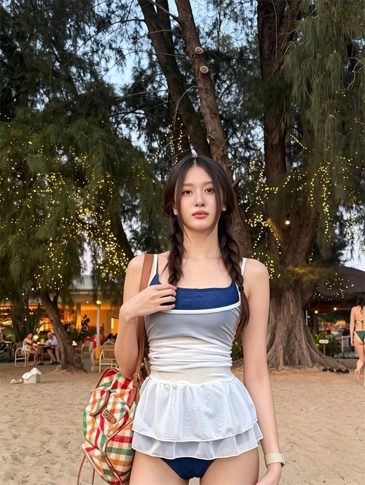 Set: Plain Bikini + Cover-Up Dress