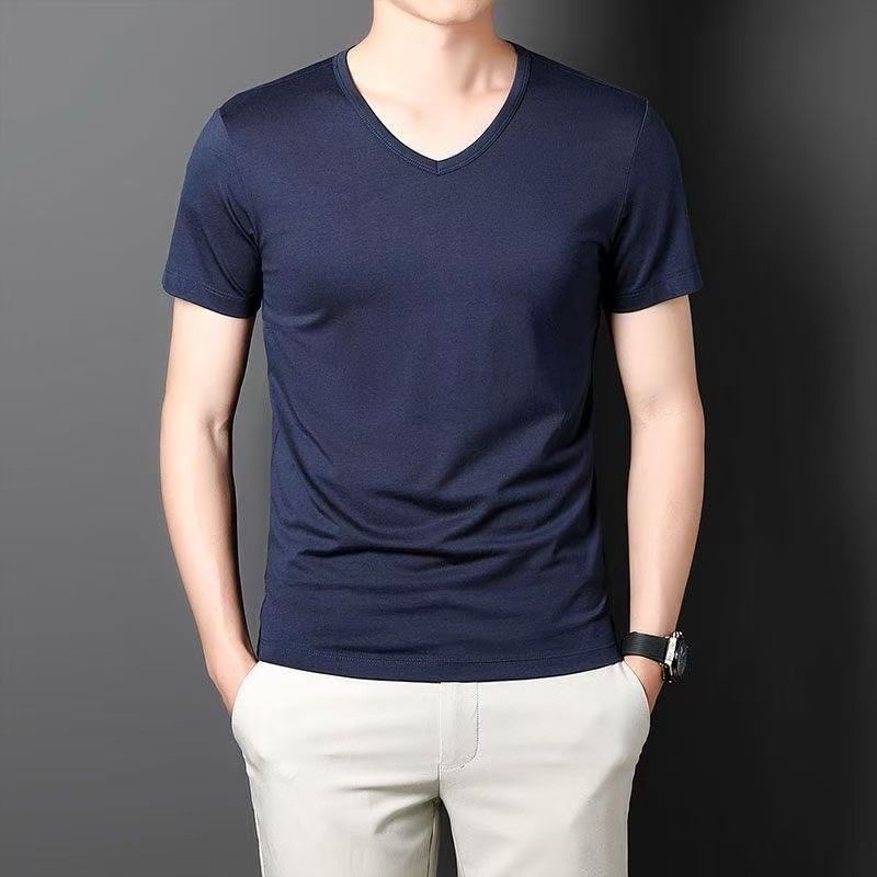 Short-Sleeve V-Neck Plain T-Shirt