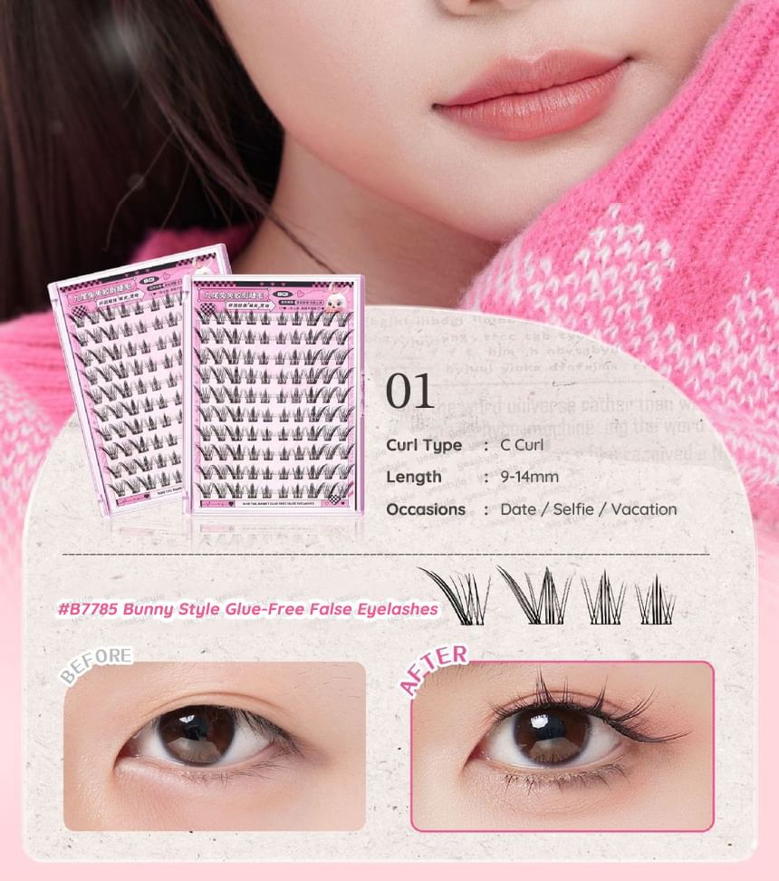 Fox Eye Wispy Cluster Glue-Free False Eyelashes