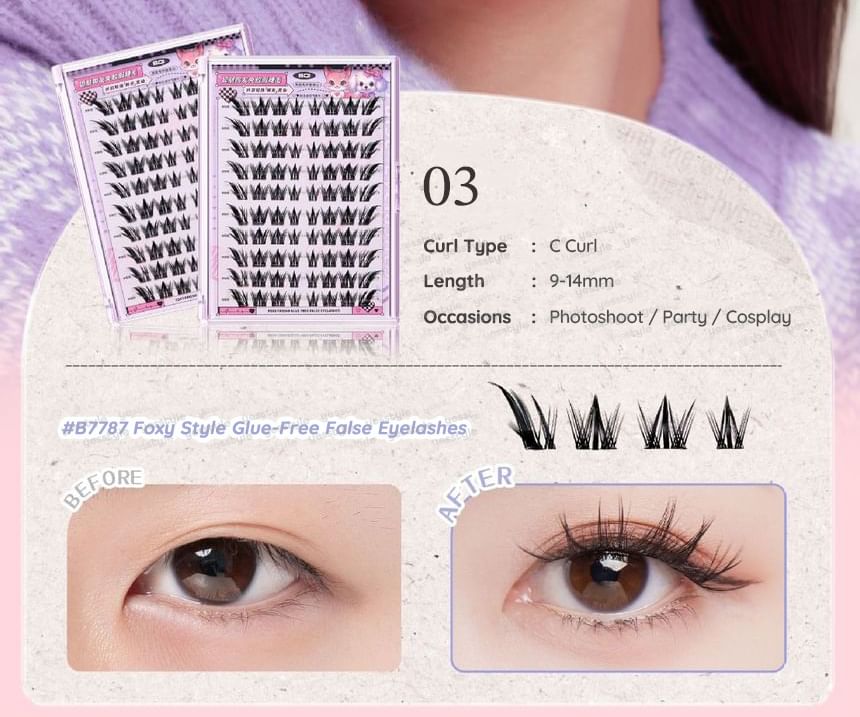 Fox Eye Wispy Cluster Glue-Free False Eyelashes