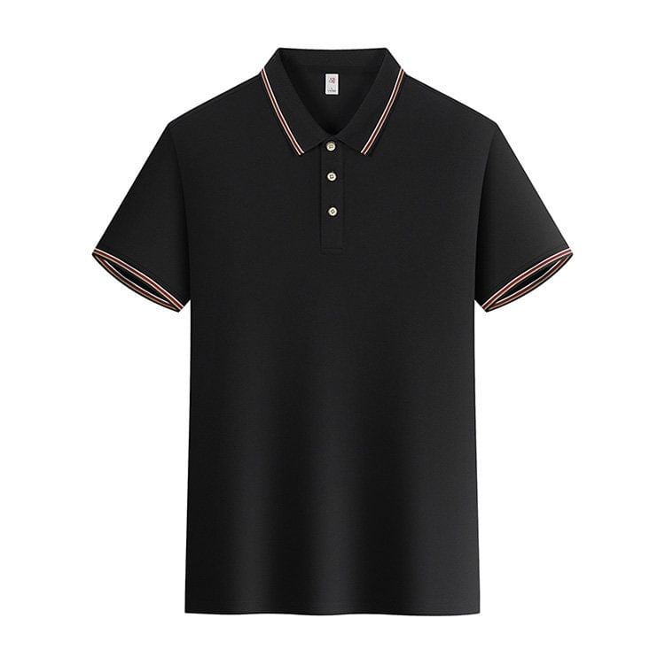 Short-Sleeve Striped Trim Polo Shir