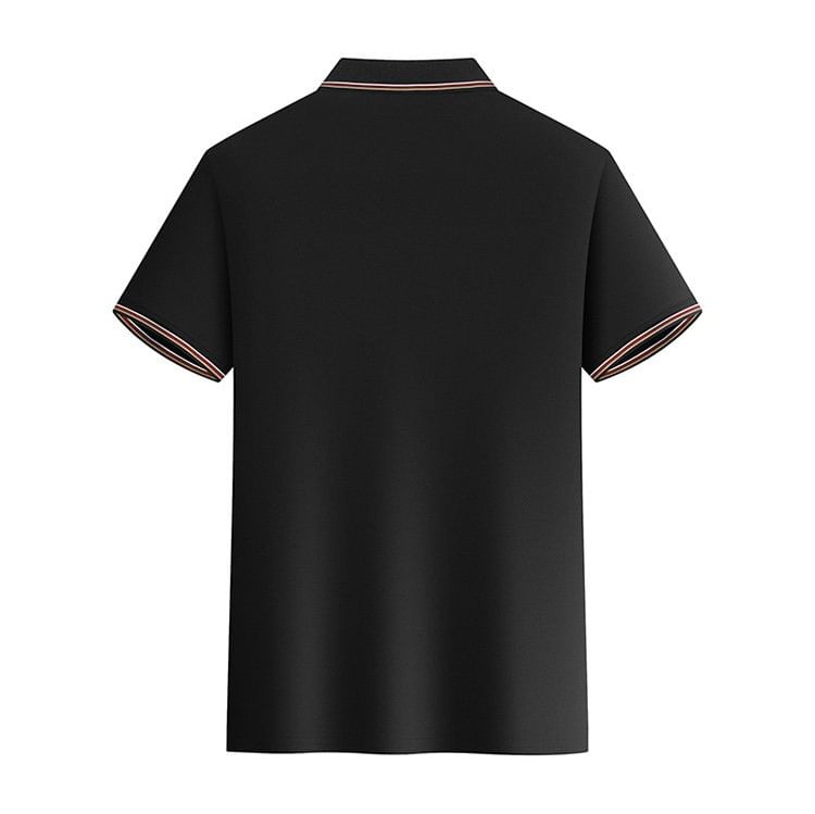 Short-Sleeve Striped Trim Polo Shir