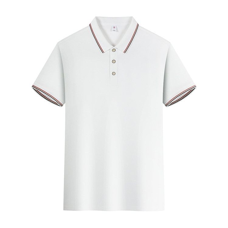 Short-Sleeve Striped Trim Polo Shir