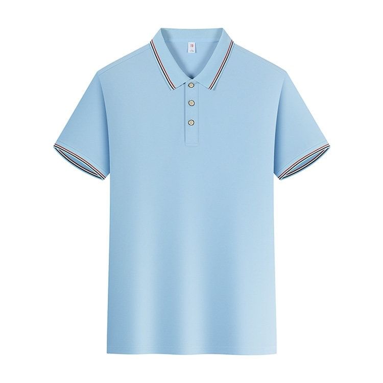 Short-Sleeve Striped Trim Polo Shir