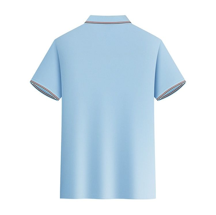 Short-Sleeve Striped Trim Polo Shir