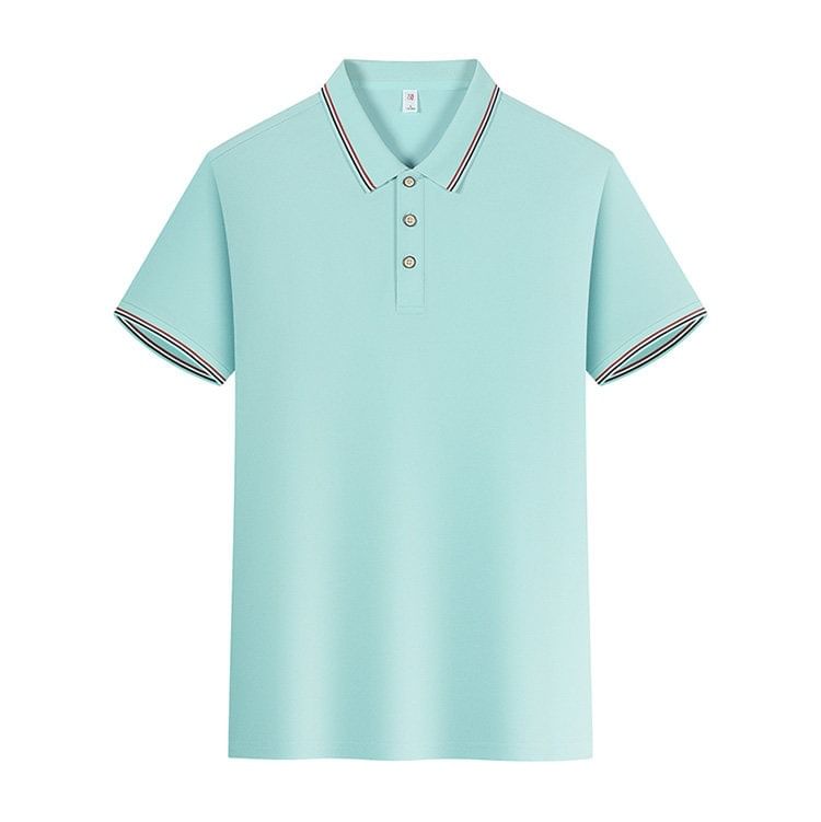 Short-Sleeve Striped Trim Polo Shir