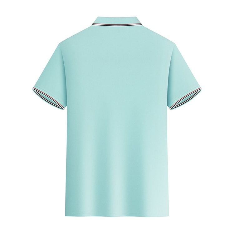 Short-Sleeve Striped Trim Polo Shir