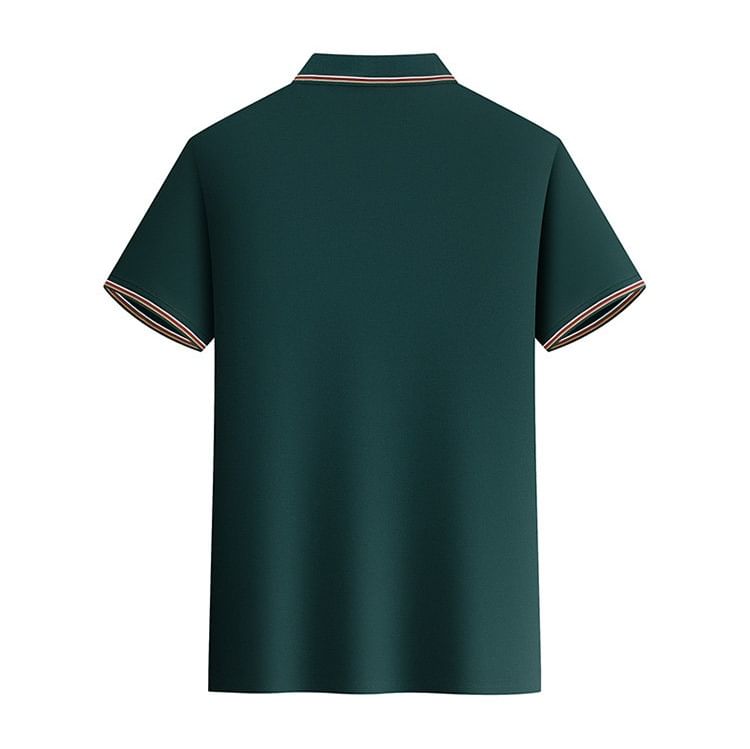 Short-Sleeve Striped Trim Polo Shir