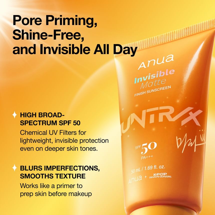 Invisible Matte Finish Sunscreen Kpop Demon Hunters Collaboration 2pcs Bundle Set