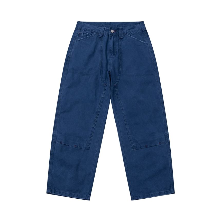 Washed Straight-Cut Jeans